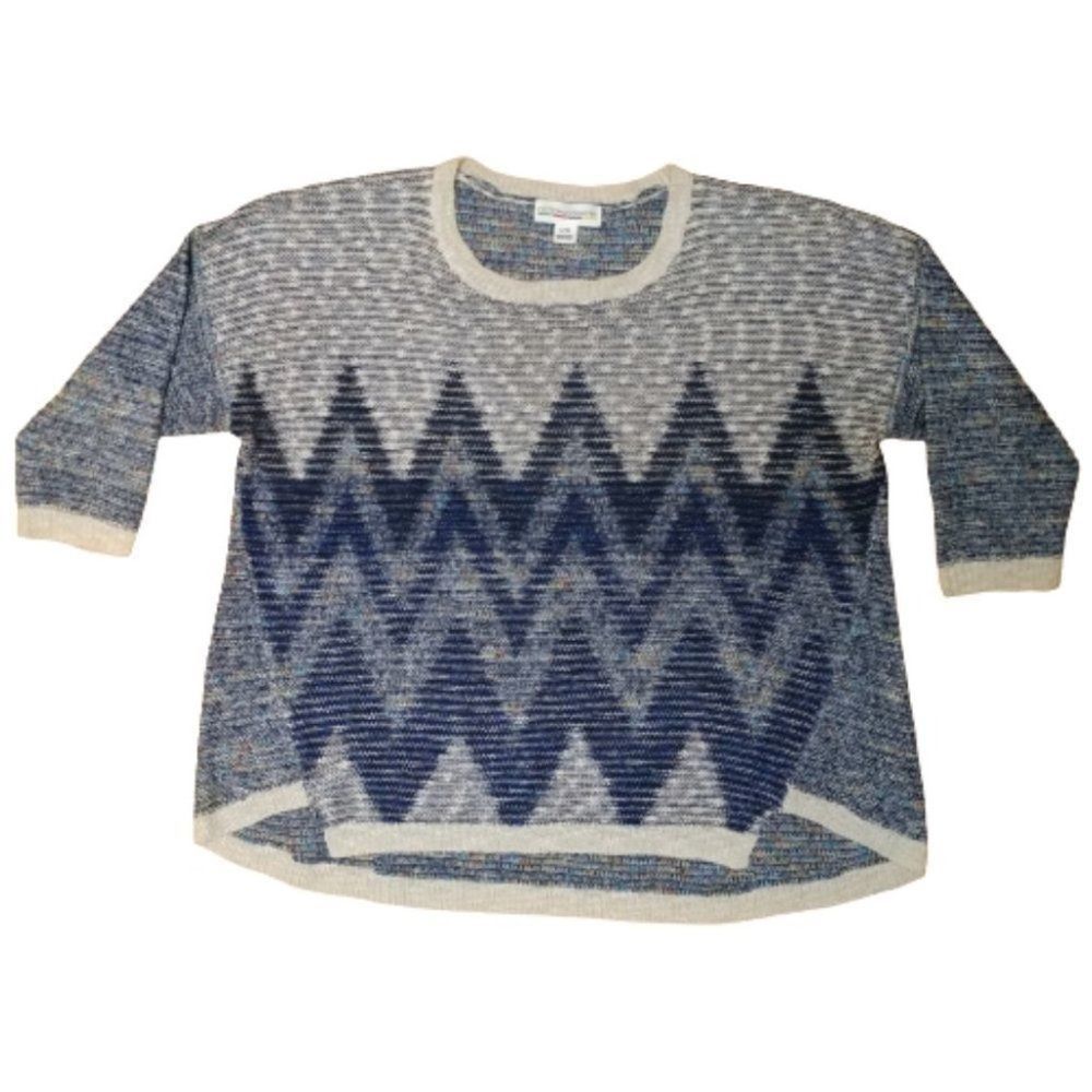 Cotton chevron  knit oversized crew neck sweater